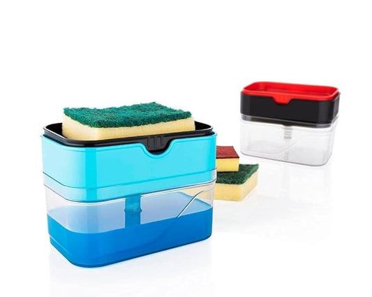 Soap Dispenser for Kitchen And Sponge Holder Dish Sink Dishwashing Dishwasher Liquid Instant Refill Durable (Soap Dispenser) Plastic