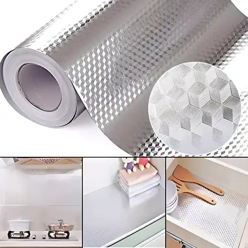 Kitchen Wall Protector-Kitchen Back splash Aluminum Foil Sticker ( 2 Meter, 2 Roll)