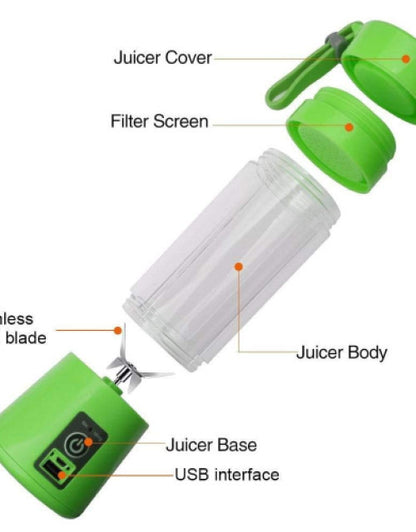 DHAVJ Portable Electric Automatic Juicer Maker Fruit Vegetable Mixing Bottle Machine Magnetic Safe Switch Rechargeable Smoothie Blender USB (Multicolor)