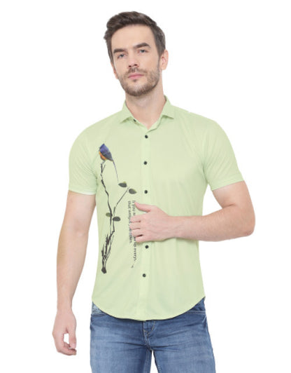 Men Regular Fit Printed Cut Away Collar Casual Shirt