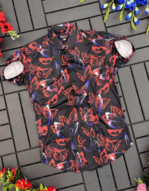 Men Regular Fit Printed Cut Away Collar Casual Shirt