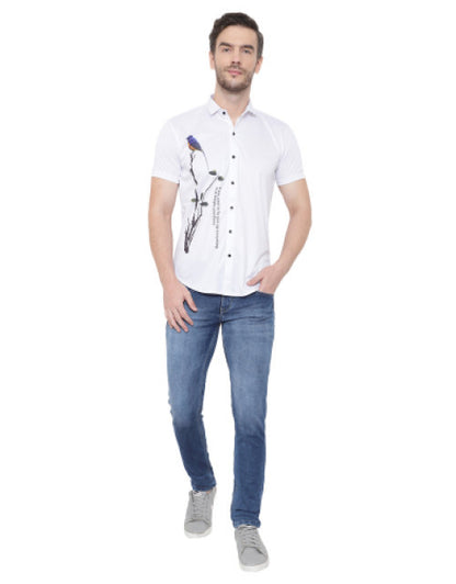 Men Regular Fit Printed, Self Design, Solid Spread Collar Casual Shirt