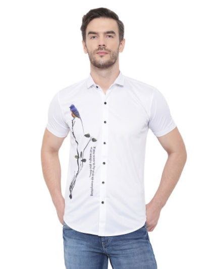 Men Regular Fit Printed, Self Design, Solid Spread Collar Casual Shirt