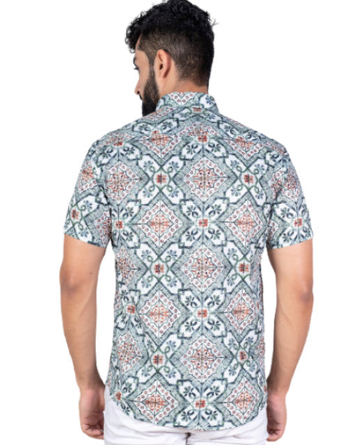 Men Regular Fit Printed Spread Collar Casual Shirt