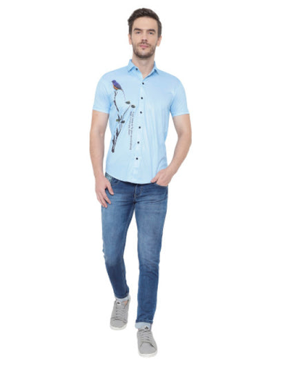 Men Regular, Super Slim Fit Graphic Print Slim Collar Casual Shirt