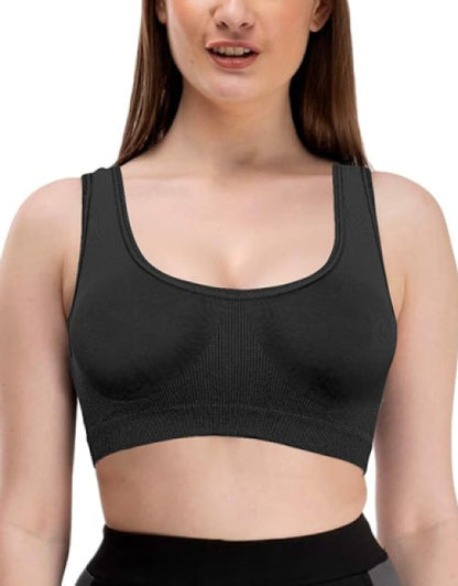 Women's Nylon & Cotton Non Padded Non-Wired Sports Bra Combo of 3