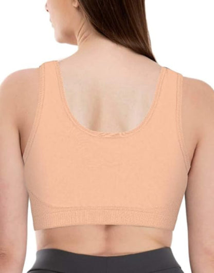 Women's Nylon & Cotton Non Padded Non-Wired Sports Bra Combo of 3